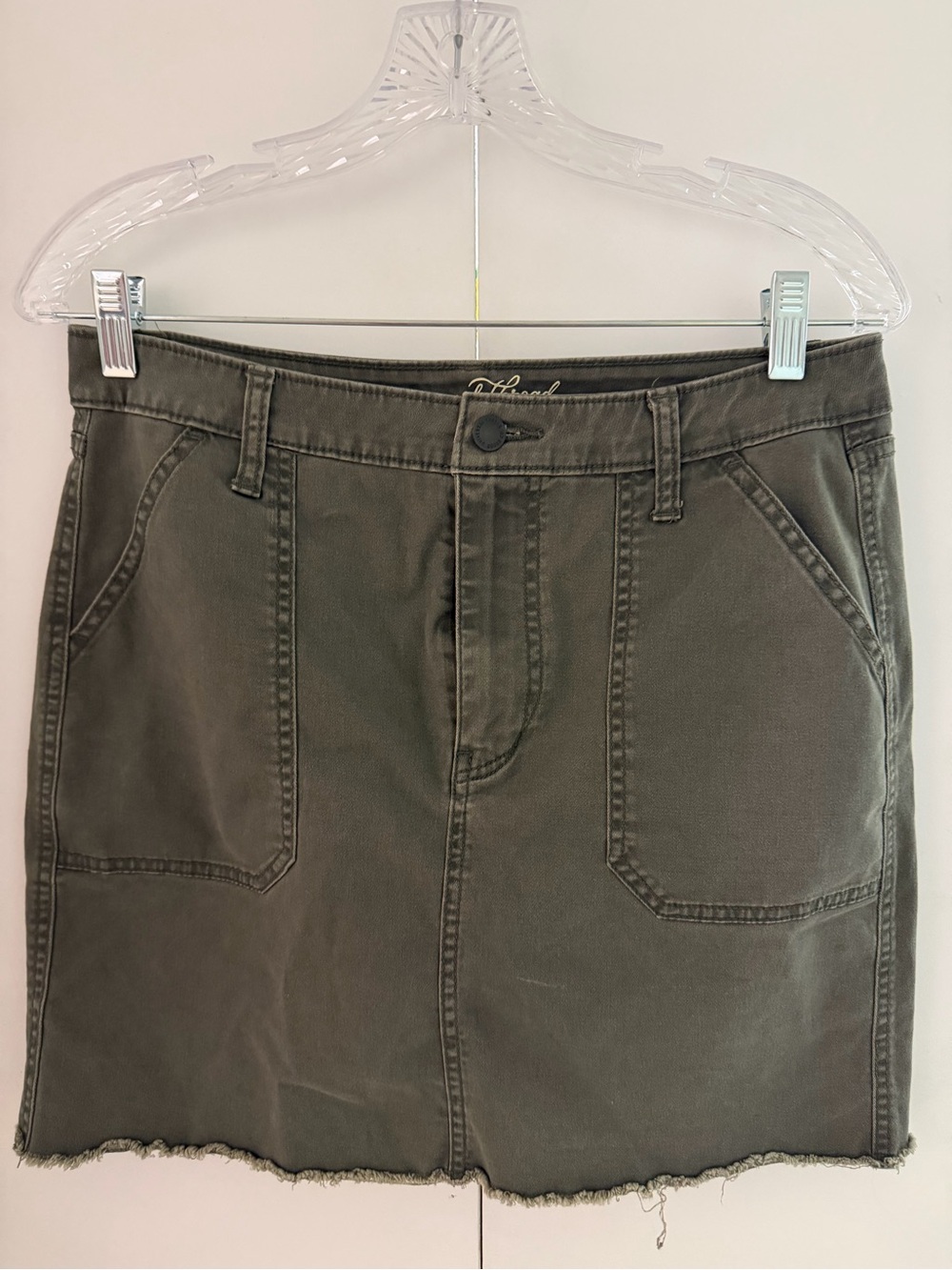 Universal Thread Olive Utility Mini Skirt with Raw Hem